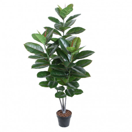 Kunstpuu RUBBER PLANT, H130cm, 3 tüvega, must pott