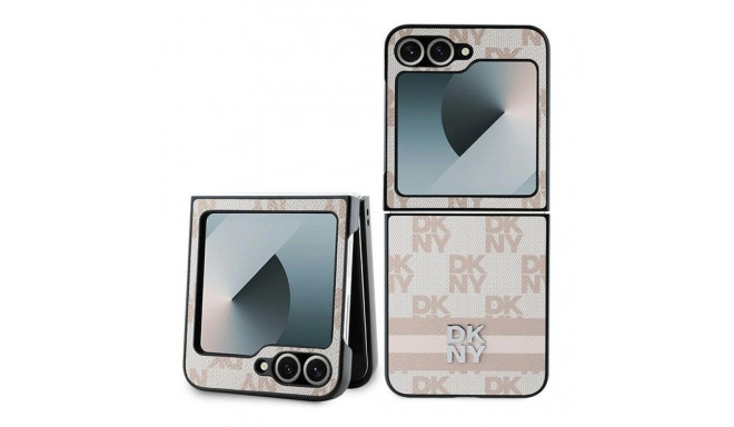 DKNY Checkered Pattern Printed Stripes Case for Samsung Galaxy Z Flip 6 - Pink