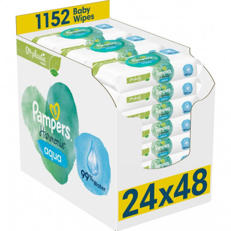 Pampers märjad salvrätikud Harmonie Aqua 0% plastikut 24x48 tk