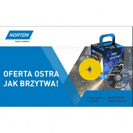 NORTON TARCZA.VULCAN 125 x 1,0 +2xFIBRA 100szt. METAL/INOX