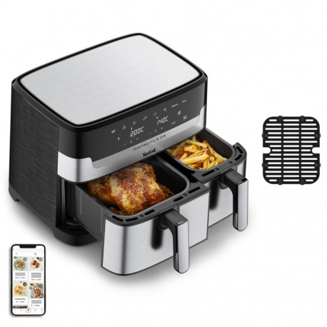 Tefal Dual Easy Fry & Grill EY905D topelt 8,3 l eraldiseisev 2700 W kuumaõhufritüür roostevaba teras