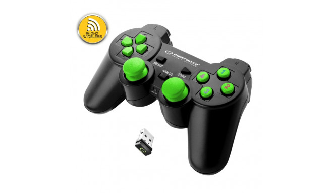 EGG108G juhtmevaba PC/PS3 USB Gladiator must-roheline mängupult