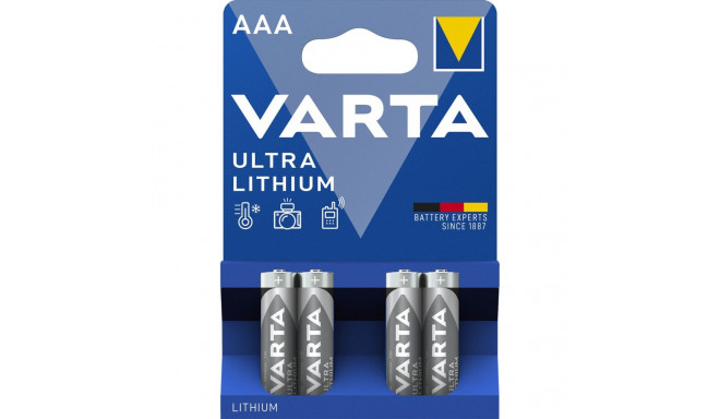 Varta Lithium Ultra liitiumpatarei, 4 tk AAA (LR03) patareid