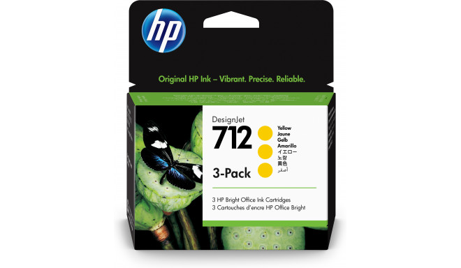 Tint HP 3ED79A nr. 712 yellow/kollane 3-pack 3x29ml - DesignJet Studio, T210, T230, T250, T630, T650