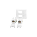 WALL SOCKET 2X RJ45 45X45 + KEYSTONE 2X CAT.6 UTP WHITE LANBERG