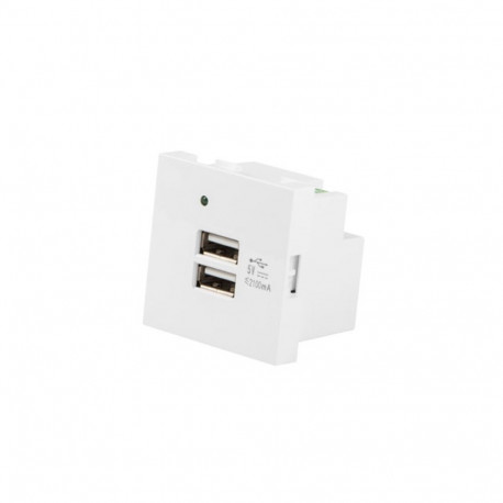 AC WALL SOCKET 230V 45X45 5V 2X USB-A 2.1A WHITE LANBERG