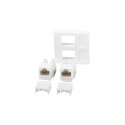 WALL SOCKET 2X RJ45 45X45 + KEYSTONE 2X CAT.6 UTP WHITE LANBERG