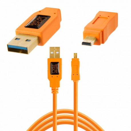 TetherPro USB 2.0 A Male to Mini-B 8pin 0.3m oranž