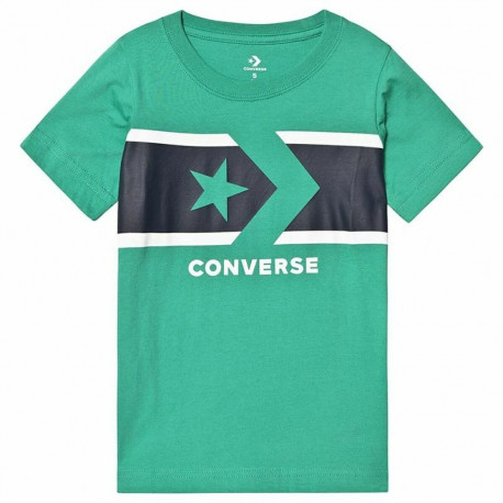 Child's Short Sleeve T-Shirt Converse Stripe Star Chevron  Green - 8-10 Years