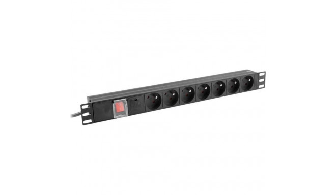 Lanberg toitejaotur PDU 19" 1U 7x 230V PL 2m (PDU-07E-0200-IEC-BK)