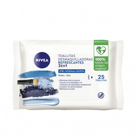 NIVEA TOALLITAS DESMAQUILLADORAS refrescantes 3 en 1 25 u