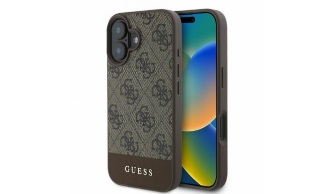 Guess case for iPhone 16 6,1" GUHCP16SG4GLBR brown hardcase 4G Bottom Stripe
