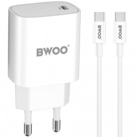 BWOO power adapter DA159 USB-C 20W PD + USB-C cable 1m