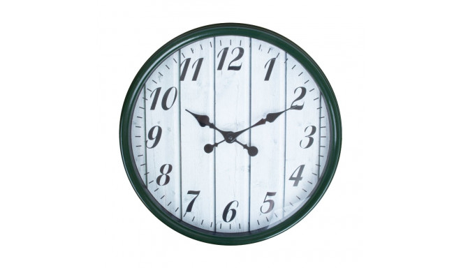 Wall clock BARRY D40cm, green frame, wood wall print