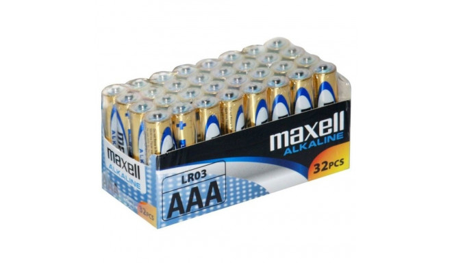 MAXELL ALKALINE LR03 AAA leelispatarei fooliumkarbis, 32 tükki (8 pakki, igaüks 4 patareid)