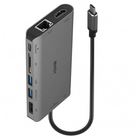 Lindy DST-Mini XT, USB-C Laptop Mini Docking Station with Single Display (4K) or Dual Display (Full 