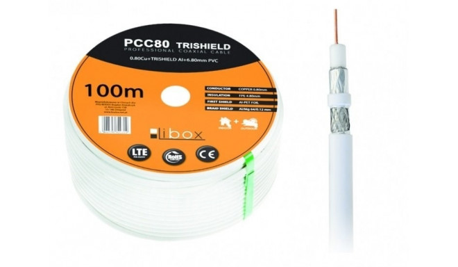 Libox PCC80 100m koaksiaalkaabel RG-6/U valge