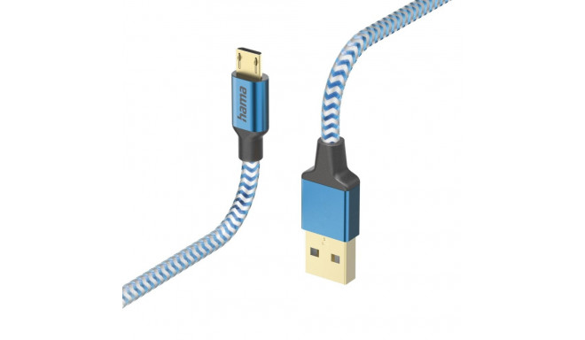 Hama 00201555 Reflective Charging Cable, USB-A - Micro-USB 1.5m Nylon blue