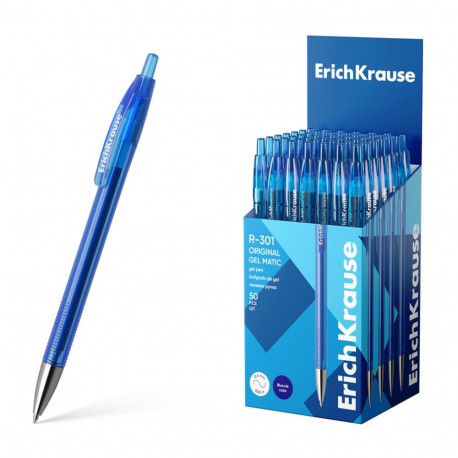 Retractable gel ink pen ErichKrause R-301 Original Gel Matic 0.5, ink color: blue (box 50 pcs.)