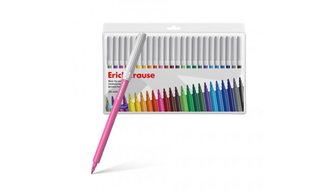 Fibre-tip pens ErichKrause, 24 colors (in PVC pouch with hanger 24 pcs)