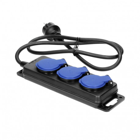 Pikendusjuhe töökoja pritsmekindel IP44 3-pesaline 2P+Z kummikaabel H05RR-F 3x1,5mm 3m