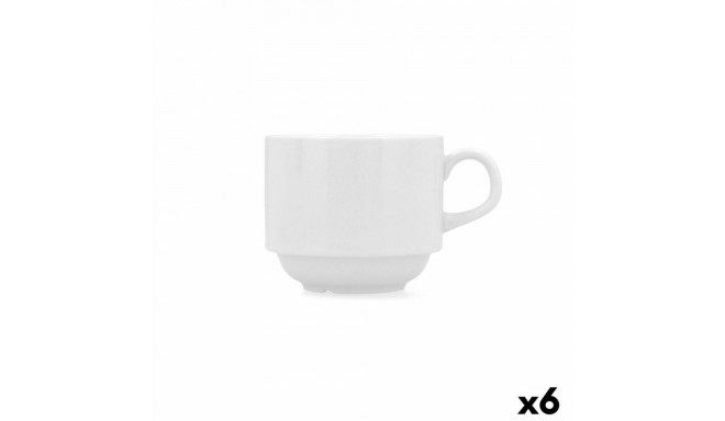 Teacup Bidasoa Glacial White Ceramic 250 ml (6 Units) (Pack 6x)