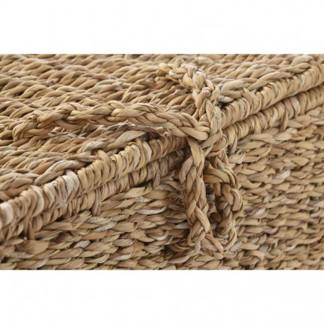 Basket set DKD Home Decor With lid Natural Iron Seagrass (50 x 34 x 25 cm) (3 Pieces)