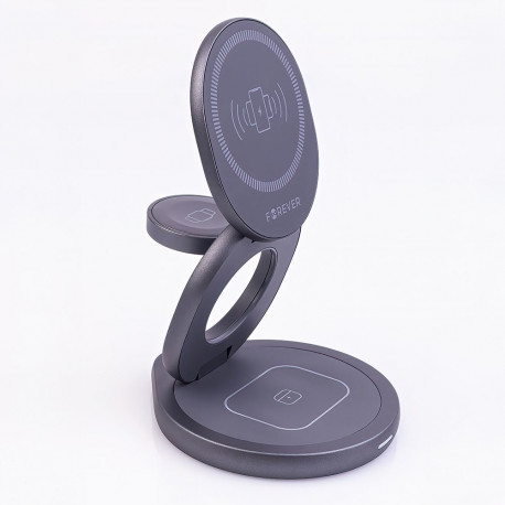 Forever MAWC-200 magnetic wireless charger 15W grey 3in1