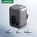 Ugreen CD314 Üli Kiire GaN 65W PD3.0 QC3.0/4.0 C/AC reisilaadija 2x USB Type C Must