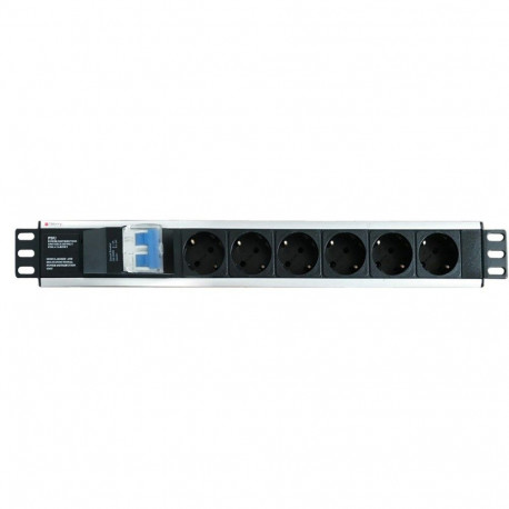 Techly I-CASE STRIP-16SH power distribution unit (PDU) 6 AC outlet(s) 1.5U Black, Silver