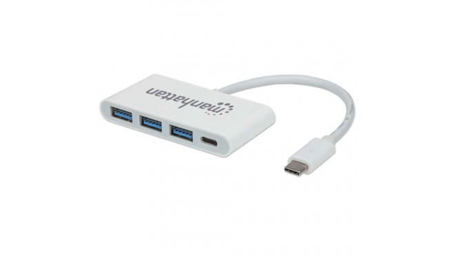 Manhattan USB-C dokk/hub, pordid (x4): USB-A (x3) ja USB-C, 5 Gbps (USB 3.2 Gen1 ehk USB 3.0), USB-C