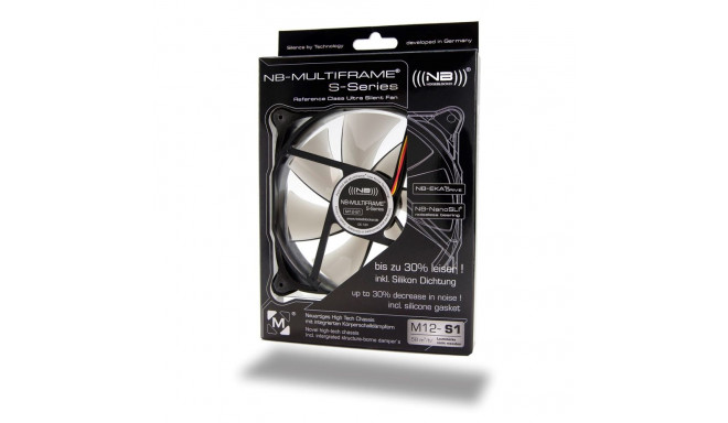 Noiseblocker M12-S1 computer cooling system Computer case Fan Black, Grey