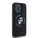 Karl Lagerfeld Silicone Karl&Choupette Heads Ring MagSafe Case for iPhone 16 Pro - Black