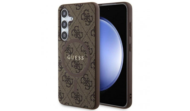 Guess 4G Collection Leather Metal Logo MagSafe Case for Samsung Galaxy S24 - Brown