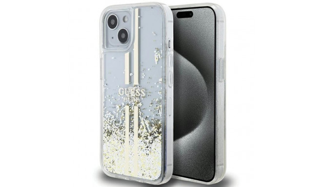 Guess Liquid Glitter Gold Stripes case for iPhone 15 / 14 / 13 - transparent