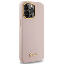 Guess Silicone Script Metal Logo & Frame case for iPhone 15 Pro Max - pink