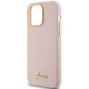 Guess Silicone Script Metal Logo & Frame case for iPhone 15 Pro Max - pink