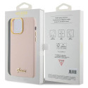 Guess Silicone Script Metal Logo & Frame case for iPhone 15 Pro Max - pink