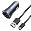Baseus Golden Contactor Pro fast car charger 2x USB 40 W Quick Charge SCP FCP AFC + USB cable - USB 
