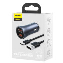 Baseus Golden Contactor Pro fast car charger 2x USB 40 W Quick Charge SCP FCP AFC + USB cable - USB 