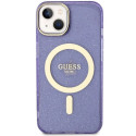 Guess Glitter Gold MagSafe case for iPhone 14 - purple