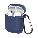 Case for AirPods 2 / AirPods 1 silicone soft case for headphones + keychain carabiner pendant blue (