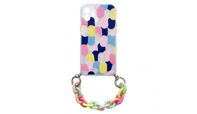 Color Chain Case gel flexible elastic case cover with a chain pendant for Samsung Galaxy S21 5G mult