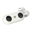 Mööblipistik koos paigaldusklambri, USB laadija, 2 pistikupesa 2P+Z (Schuko), 2xUSB, kaabel 3x1,5mm²