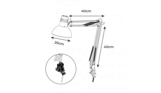 Desk lamp EDM 30080 Melbourne White Metal 60 W 24 x 98 cm E27 Flexo/Desk lamp