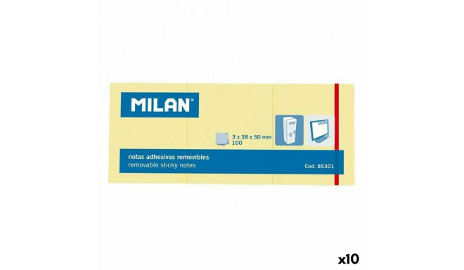 Līmlapiņas Milan 3 in 1 Dzeltens 38 x 50 mm (10 gb.)