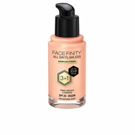 Crème Make-up Base Max Factor Face Finity All Day Flawless Nº C50 Natural rose C50-Natural Rose Spf 