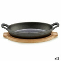 Casserole Dish for Serving Tapas Brown Grey Bamboo Forged steel 22,5 x 4,5 x 12,5 cm (12 Units)