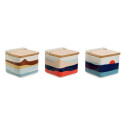 Salt Shaker with Lid Home ESPRIT Blue Green Pink Lilac Bamboo Tropical 750 ml 14 x 12,5 x 12 cm (3 U