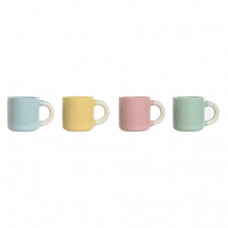 Set Šalica za Kavu Home ESPRIT Kollane Sinine Roheline Roosa Portselan 110 ml 4 Tükid, osad